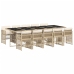 Set comedor de jardín 11 pzas con cojines ratán sintético beige