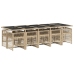 Set comedor de jardín 11 pzas con cojines ratán sintético beige