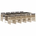 Set comedor de jardín 11 pzas con cojines ratán sintético beige