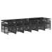 Set comedor de jardín con cojines 13 pzas ratán sintético negro