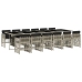 Set comedor jardín y cojines 13 pzas ratán sintético gris claro