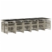 Set comedor jardín y cojines 13 pzas ratán sintético gris claro