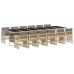 Set comedor de jardín con cojines 13 pzas ratán sintético beige