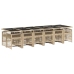 Set comedor de jardín con cojines 13 pzas ratán sintético beige