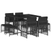 Set de comedor de jardín 9 pzas y cojines ratán sintético negro