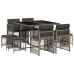 Set comedor jardín 9 pzas y cojines ratán sintético gris
