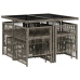 Set comedor jardín 9 pzas y cojines ratán sintético gris