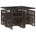 Set comedor para jardín 9 pzas y cojines ratán sintético marrón