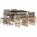 Set comedor de jardín 9 pzas con cojines ratán sintético beige