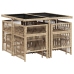 Set comedor de jardín 9 pzas con cojines ratán sintético beige