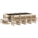 Set comedor de jardín con cojines 13 pzas ratán sintético beige