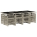 Set comedor jardín y cojines 13 pzas ratán sintético gris claro