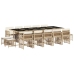 Set comedor de jardín con cojines 15 pzas ratán sintético beige