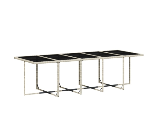 Set comedor jardín y cojines 15 pzas ratán sintético gris claro