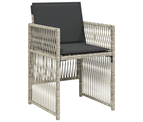 Set comedor jardín y cojines 15 pzas ratán sintético gris claro
