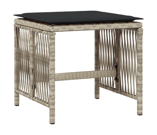 Set comedor jardín y cojines 15 pzas ratán sintético gris claro