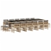 Set comedor de jardín 17 pzas con cojines ratán sintético beige