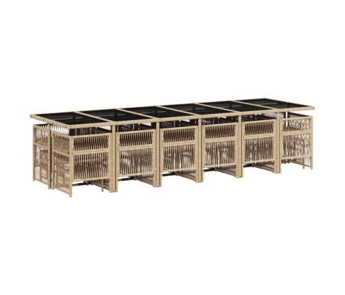 Set comedor de jardín 17 pzas con cojines ratán sintético beige