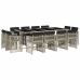 Set comedor jardín y cojines 13 pzas ratán sintético gris claro