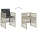 Set comedor jardín y cojines 15 pzas ratán sintético gris claro
