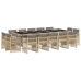 Set comedor de jardín con cojines 15 pzas ratán sintético beige