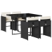 Set de muebles jardín 5 pzas con cojines ratán sintético negro