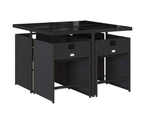 Set de muebles jardín 5 pzas con cojines ratán sintético negro