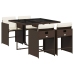 Set comedor de jardín 5 piezas y cojines ratán sintético marrón