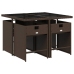 Set comedor de jardín 5 piezas y cojines ratán sintético marrón