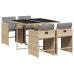 Set comedor de jardín 5 pzas con cojines ratán sintético beige