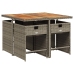 Set comedor de jardín 5 piezas con cojines ratán sintético gris
