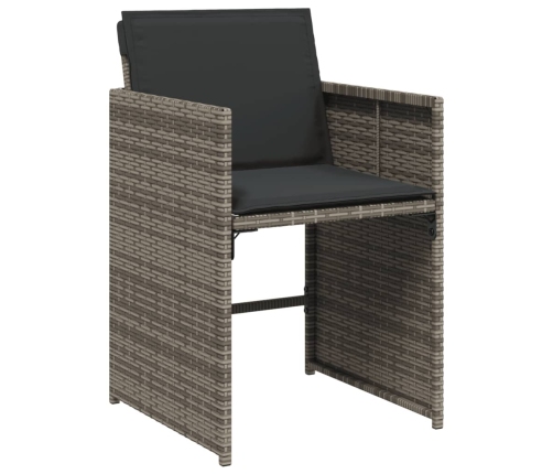 Set comedor de jardín 5 piezas con cojines ratán sintético gris