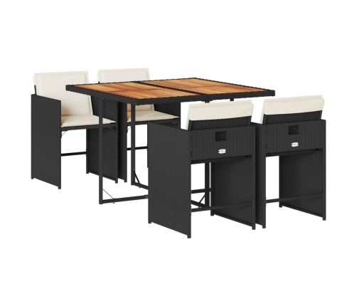Set de muebles jardín 5 pzas con cojines ratán sintético negro