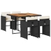 Set de muebles jardín 5 pzas con cojines ratán sintético negro