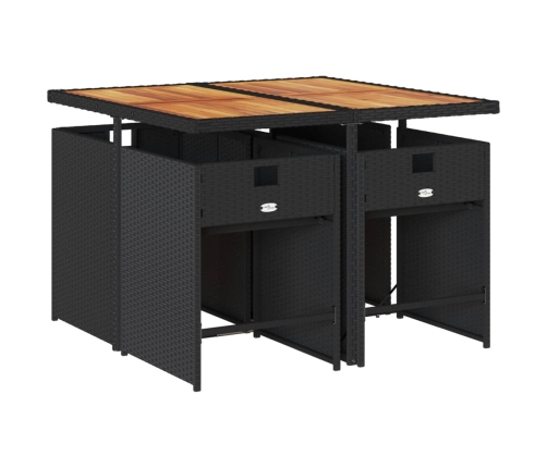Set de muebles jardín 5 pzas con cojines ratán sintético negro