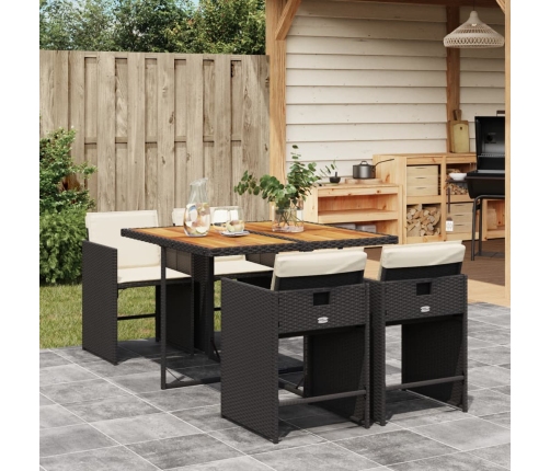 Set de muebles jardín 5 pzas con cojines ratán sintético negro