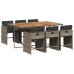 Set comedor jardín 7 pzas y cojines ratán sintético gris
