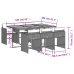 Set comedor jardín 7 pzas y cojines ratán sintético gris