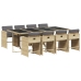 Set comedor de jardín 9 pzas con cojines ratán sintético beige