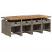 Set comedor jardín 9 pzas y cojines ratán sintético gris