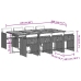 Set comedor jardín 9 pzas y cojines ratán sintético gris