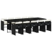 Set de comedor jardín 11 pzas con cojines ratán sintético negro