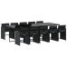 Set de comedor jardín 11 pzas con cojines ratán sintético negro
