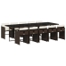 Set comedor de jardín 11 pzas y cojines ratán sintético marrón
