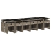 Set comedor de jardín con cojines 13 pzas ratán sintético gris