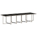 Set comedor de jardín con cojines 13 pzas ratán sintético gris