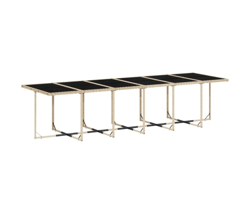 Set comedor de jardín con cojines 13 pzas ratán sintético beige