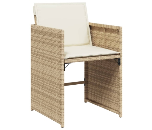 Set comedor de jardín con cojines 13 pzas ratán sintético beige
