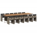 Set comedor de jardín con cojines 13 pzas ratán sintético gris