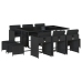 Set de comedor jardín 11 pzas con cojines ratán sintético negro